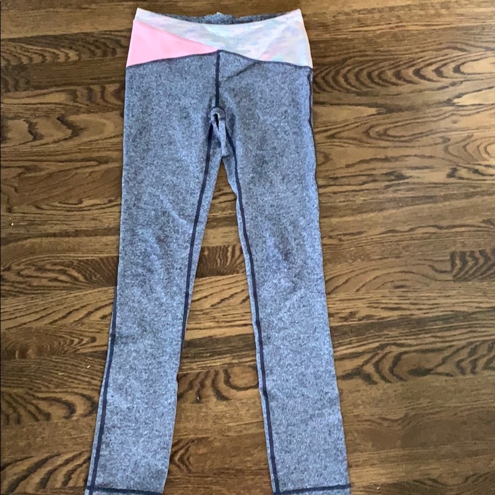 Purple/Gray Ivviva leggings w colorful waistband